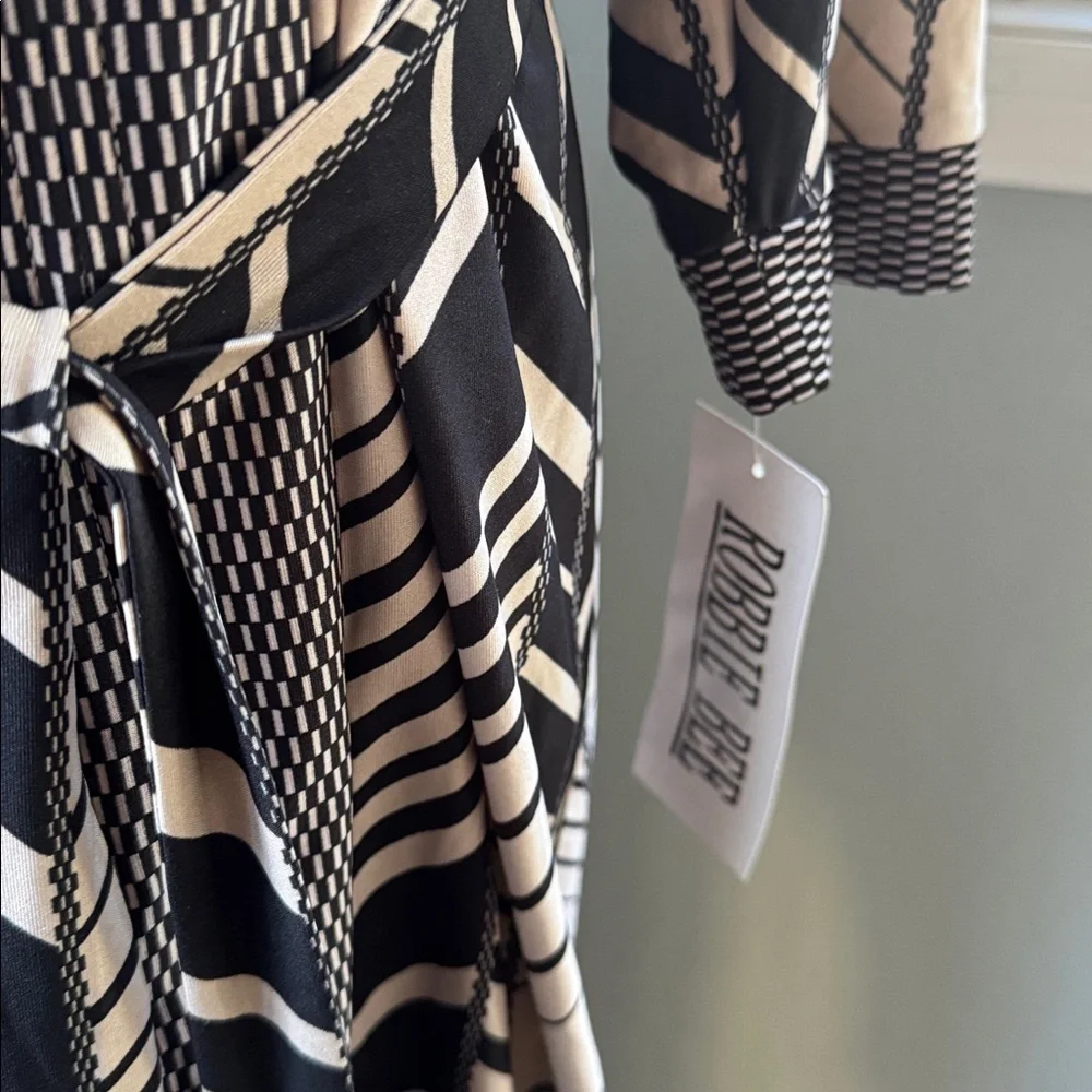 Robbie Bee vintage 60’s poly geometric Chevron shirt dress Deadstock‎ size XL